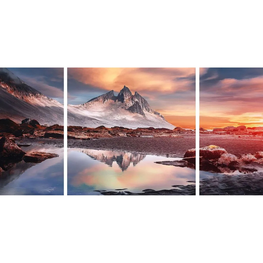 Art Universe Glasbild Sonnenberge Modernes Landschaftsmotiv in Gelb und Multicolour, Breite: 100 cm, Höhe: 200 cm - Bild 2