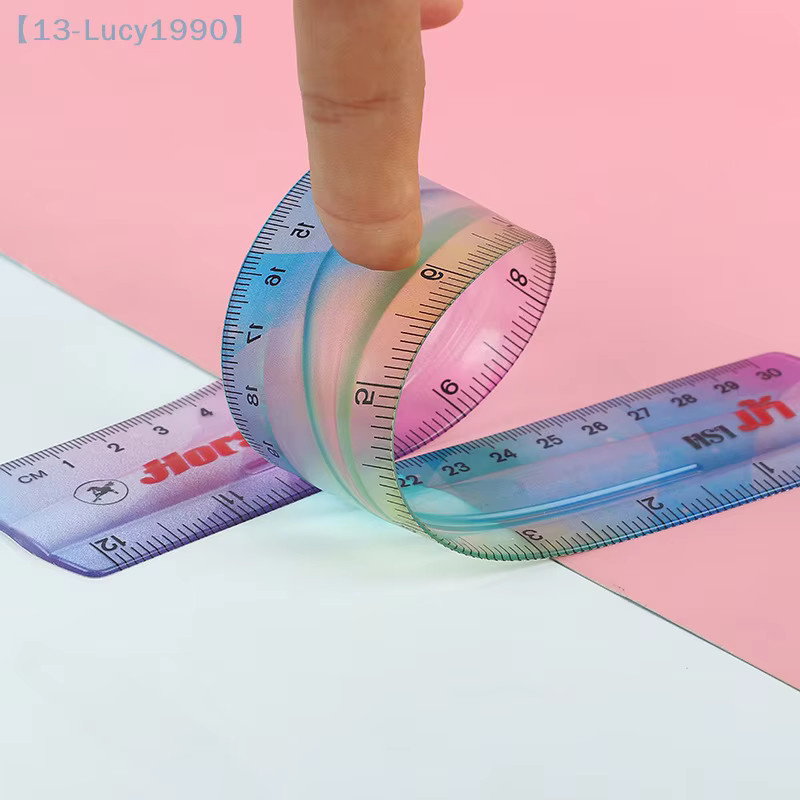 Flexibles Lineal von CHENJ in transparenten Farben für Schüler und Studenten mit Zoll- und metrischer Skala - Bild 2