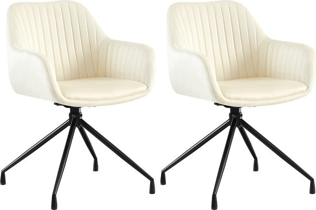 CLP Esszimmerstühle Welby 2er Set, drehbare Sessel mit Armlehnen und gepolsterter Rückenlehne, beige, bis 150 kg belastbar - Bild 1