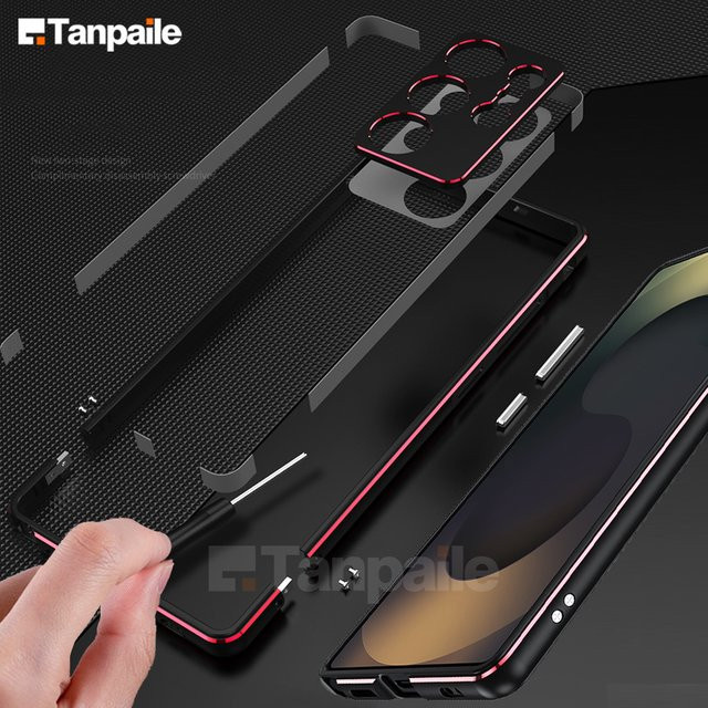 Aluminium Stoßstangen Rahmen Schutzhülle für Samsung Galaxy S25 Ultra S24 S23 S22 S21 FE und Note 20 Ultra in Schwarz oder Rot - Bild 1