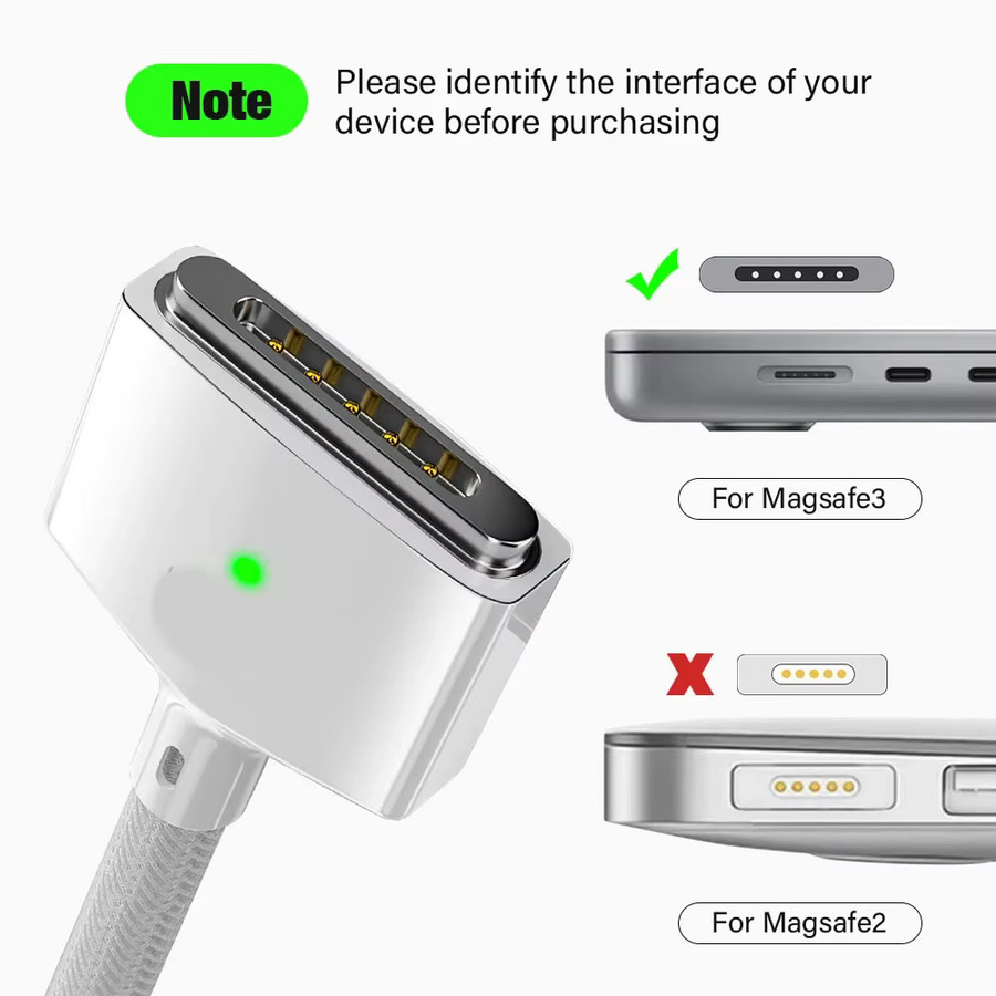 USB-C zu magnetisches Safe 3 Ladekabel 140W 2M für MacBook Air und Pro, Farbe: Blau - Bild 2