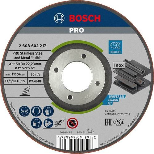 Bosch Schruppscheibe WA 46 BF für Metall, Durchmesser: 115 mm, Bohrung: 22,23 mm, Dicke: 3 mm, Mehrfarbig - Bild 1