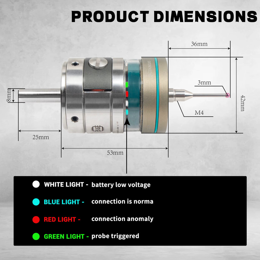 RATTMMOTOR GP-800 Kabelloser Touch-Probe CNC 3D-Kantensucher Hochpräziser Funkübertragungssensor zur Werkstückeinstellung für Fräsen - Bild 4