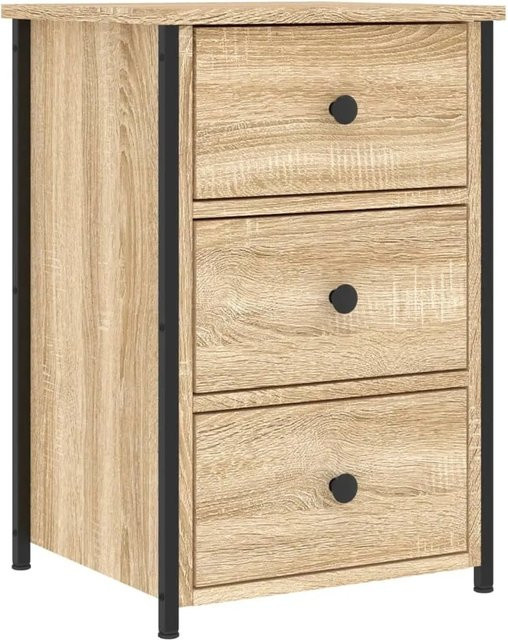 vidaXL Nachttisch im Industrie-Stil aus Holzwerkstoff und Eisen, Farbe Braun, B/T/H: 40 x 36 x 60 cm - Bild 1