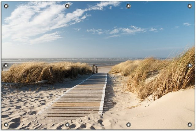 Wallario Gartenposter Auf dem Holzweg zum Strand, Mehrfarbig, B: 80 cm, H: 120 cm - Bild 1