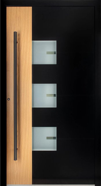 Moderno Haustür M330P Bicolor Wood mit Glaseinsatz, Schwarz-Eiche Natur, B/H: 110 x 210 cm, DIN Links - Bild 1