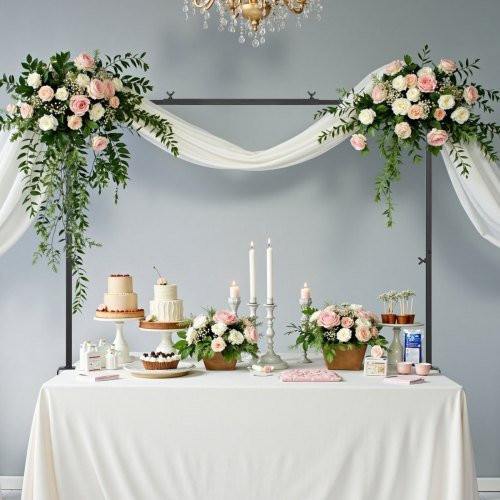 VEVOR Tisch-Bogenständer aus Metall mit Klemmen, verstellbarer Ballonbogen für Hochzeiten, Geburtstage und Partys, Schwarz, Höhe: 33 - 106,68 cm, Länge: 71,12 - 248,92 cm - Bild 1