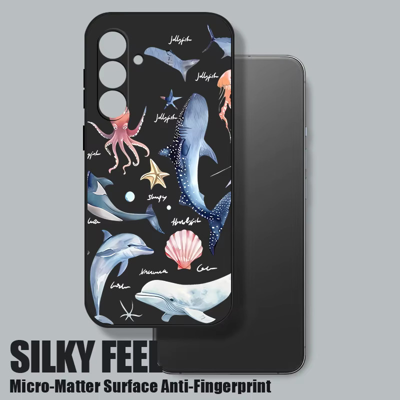 Little Whale Handyhülle mit Dolphin Design für Samsung Galaxy S25 FE S24 S23 S22 Ultra Plus A56 A36 A17 A16 A55 A54 A15 5G aus TPU in Schwarz und Multicolour - Bild 3