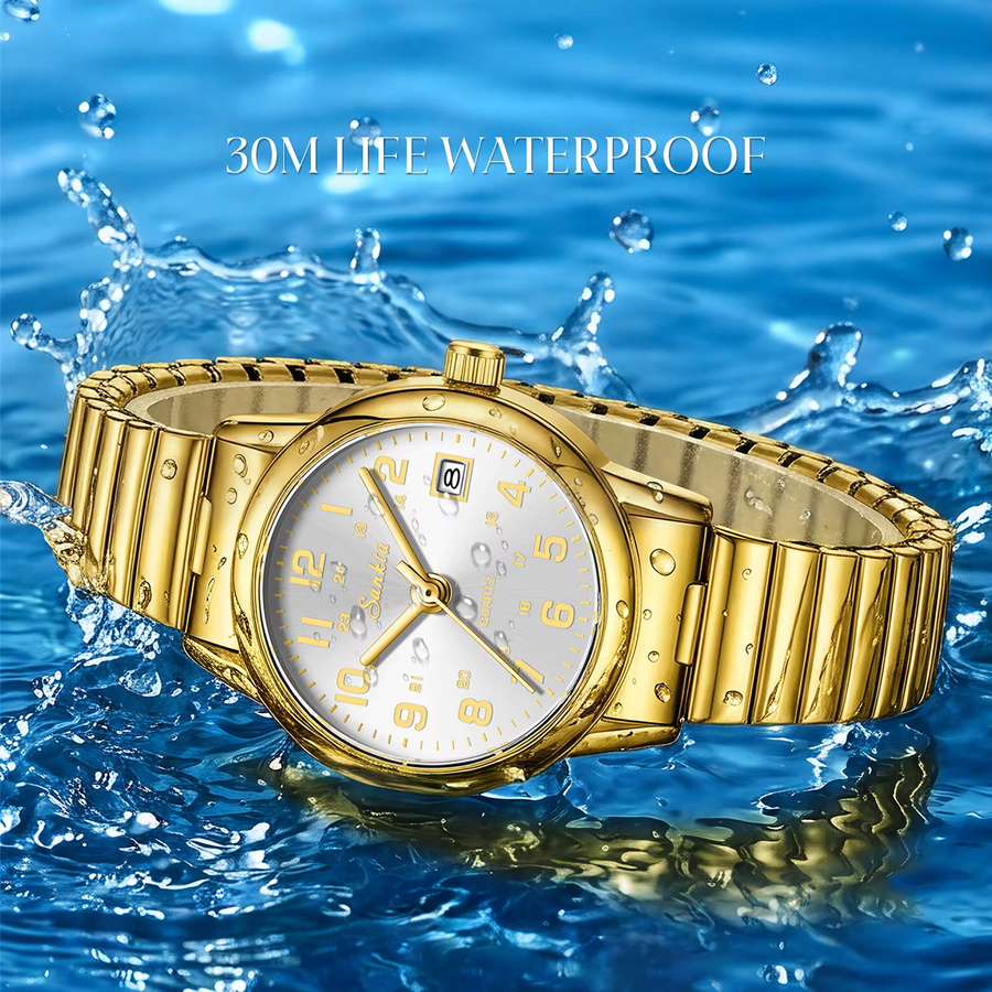 SUNKTA Armbanduhr, Quarz, Edelstahl, Gold, Bicolor, Damen - Bild 2