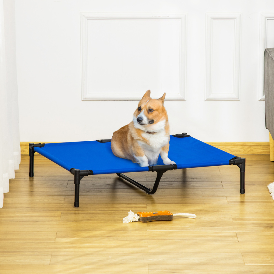 PawHut Erhöhtes Hundebett in Blau mit Metallrahmen und Oxford-Gewebe, B/T/H: 92 x 76 x 18 cm - Bild 2