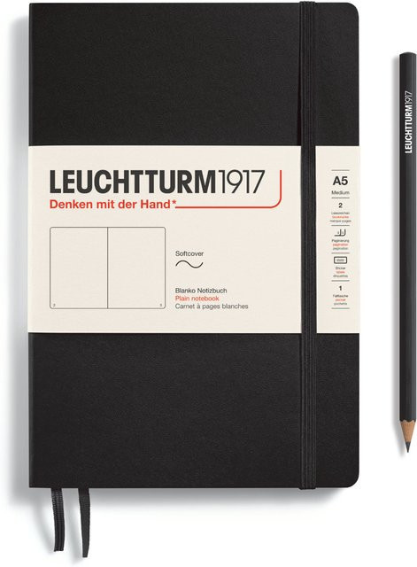 LEUCHTTURM1917 Notizbuch Medium A5 blanko Softcover Schwarz - Bild 1
