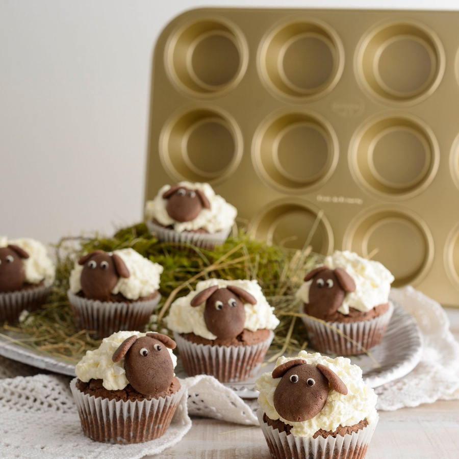 Dr. Oetker Muffinform Goldiges Ostern, 12er, Gold, Antihaftbeschichtung, Rund - Bild 1