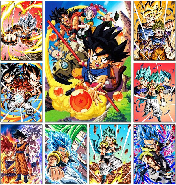 Bandai Diamond Painting Set Anime Charakter Super Saiyajin Goku und Vegeta DIY Strass-Mosaik Kreuzstich Multicolor - Bild 1
