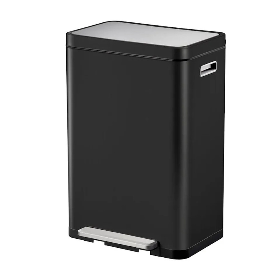 PROREGAL Treteimer Schwarz mit extra breitem Pedal und gedämpftem Stay Open Deckel, H: 65,2 cm, B: 43,3 cm, T: 33,4 cm - Bild 2