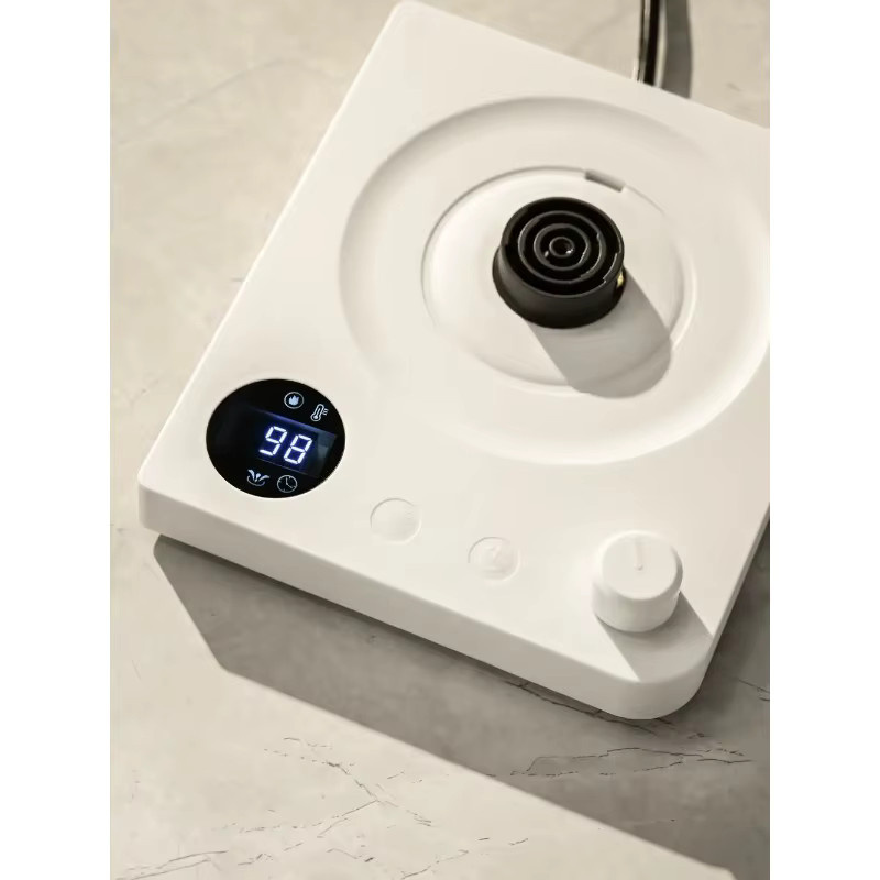 CoffeeTea Elektrischer Schwanenhals-Wasserkocher aus Edelstahl mit LED-Anzeige und Temperaturkontrolle, 1000 ml, Silber/Weiß - Bild 3