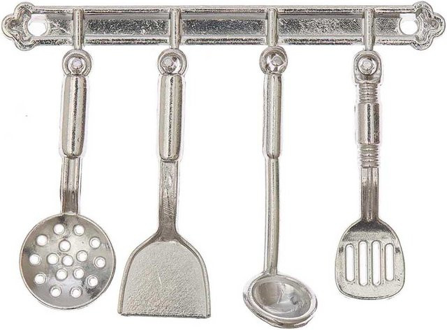 Rico Design Miniatur Kochutensilien Wichteltür Zubehör silber - Bild 1