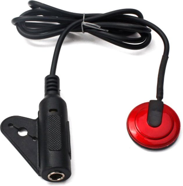 Professioneller Piezo Wandler Kontakt Mikrofon Pickup aus Kupfer für Akustikgitarre, Violine und Banjo mit 3,5 mm Klinkenanschluss in Rot - Bild 1