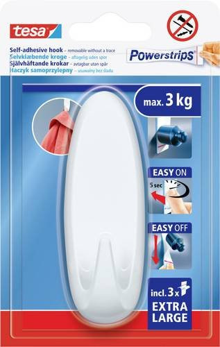 tesa Powerstrips Haken XL Oval in Weiß - Bild 1