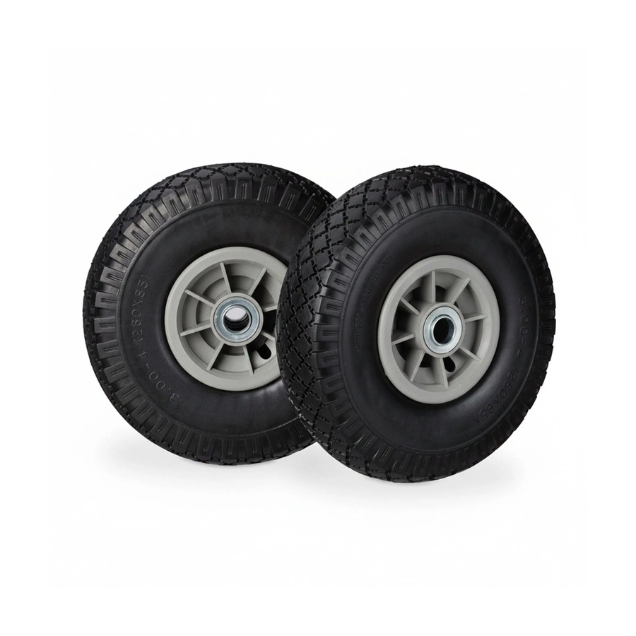 Relaxdays Sackkarrenrad 2er Set aus PU-Gummi in Schwarz und Grau, pannensicher und kugelgelagert, Durchmesser: 26 cm, Gewicht: 0,8 kg - Bild 2