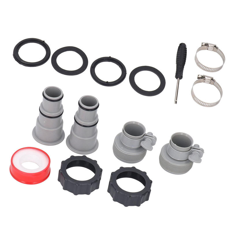 Schlauchadapter-Set mit Gewinde und Ersatzschellen als Rohrverbinder für 1,5- und 1,25-Zoll-Schläuche zur Wartung von Filterpumpen - Bild 2