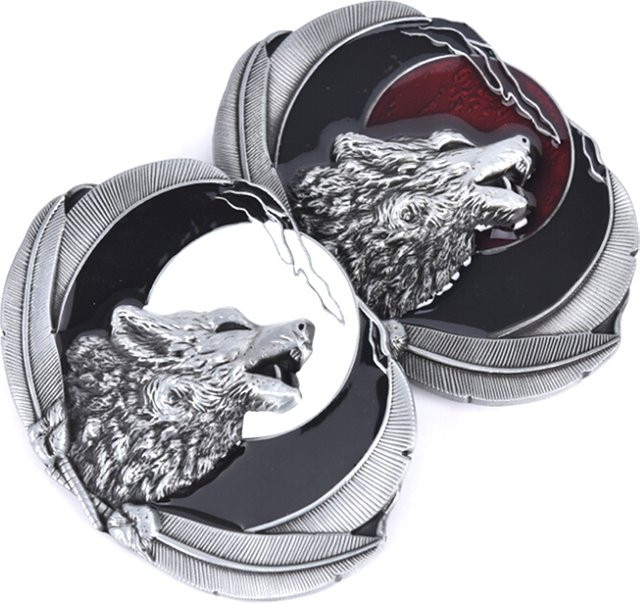 Velishy Gürtelschnalle Western Wolf Moon, Leder, Herren - Bild 1