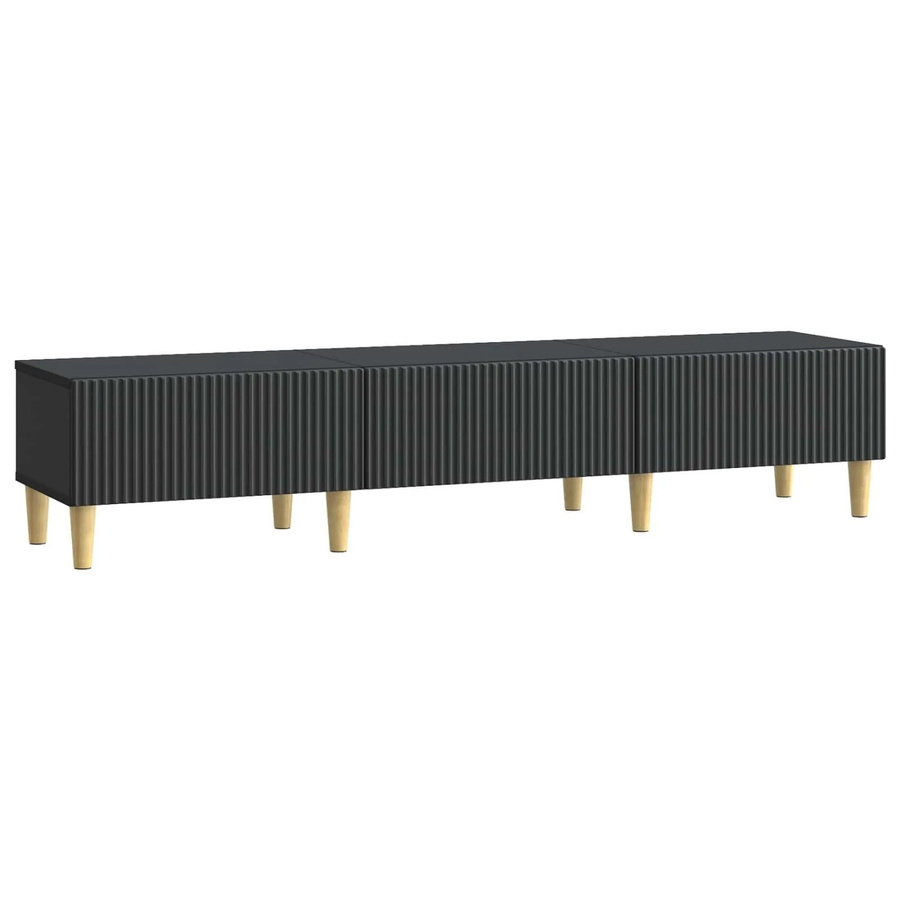 vidaXL TV-Schrank modern in Schwarz matt aus Holzwerkstoff, B/T/H: 147 x 34,5 x 30 cm - Bild 2