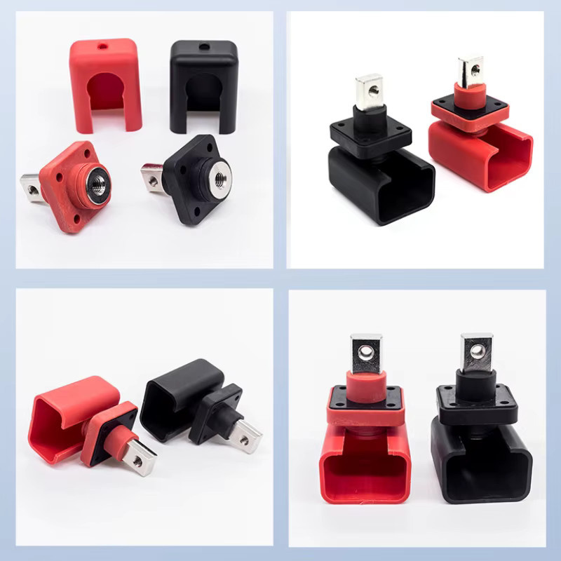 Batterieklemmen Set für 200A Energiespeicher mit M8 M6 M4 Crimp-Schrauben aus vernickeltem Kupfer in Rot und Schwarz - Bild 5