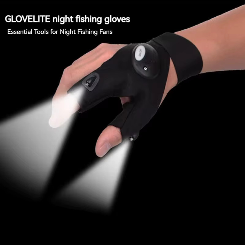 ESMARTER LED Taschenlampe Handschuhe mit Fingerless Design in Schwarz für Angeln, Camping und Radfahren - Bild 5
