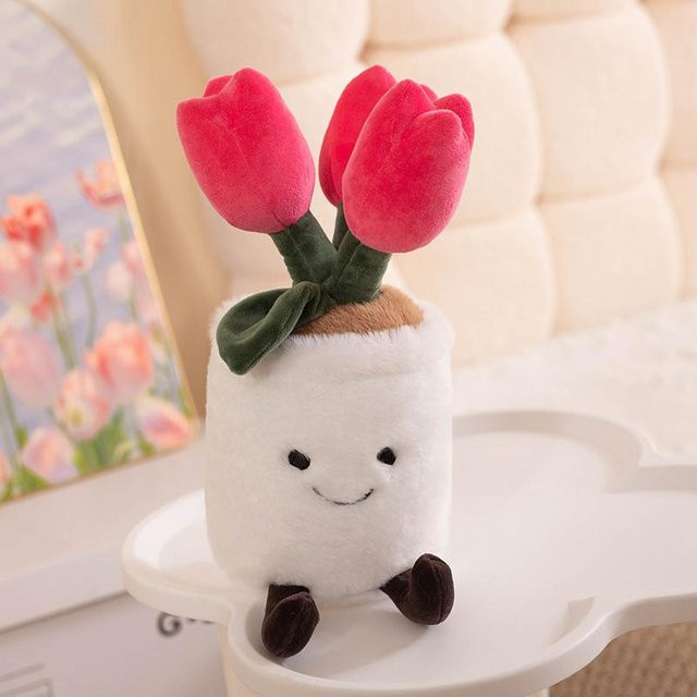 GDzaccly Kawaii Pflanzen Plüschkissen in Grün, weiches Kuscheltier mit Tulpe, Sukkulente oder Monstera Design, Höhe: 35 cm - Bild 1