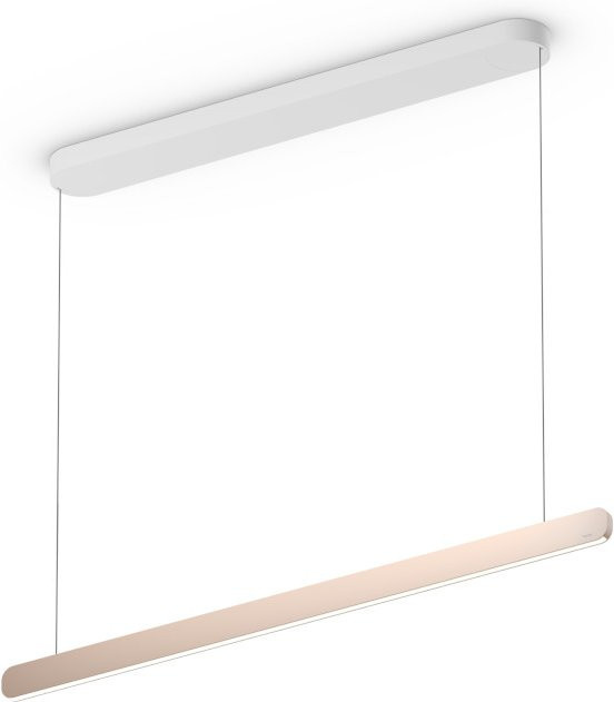 Occhio Mito linear volo 100 up LED-Pendelleuchte in Weiß matt mit Gold matt Kopf für die Tischbeleuchtung, inklusive Occhio air Modul und x-tra warm LED (2200K - 3500K), variabel einstellbare Höhe: 65 - 165 cm - Bild 1