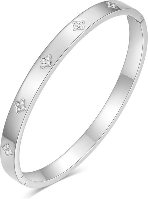 Wucifang Jewelry Armband Titanstahl, Silber, Zirkonia, 6 mm, Damen - Bild 1
