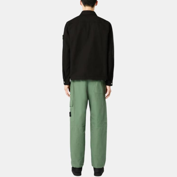 Stone Island Logo Rollkragen Langarm Einreiher Jacke, Schwarz, Herren - Bild 2