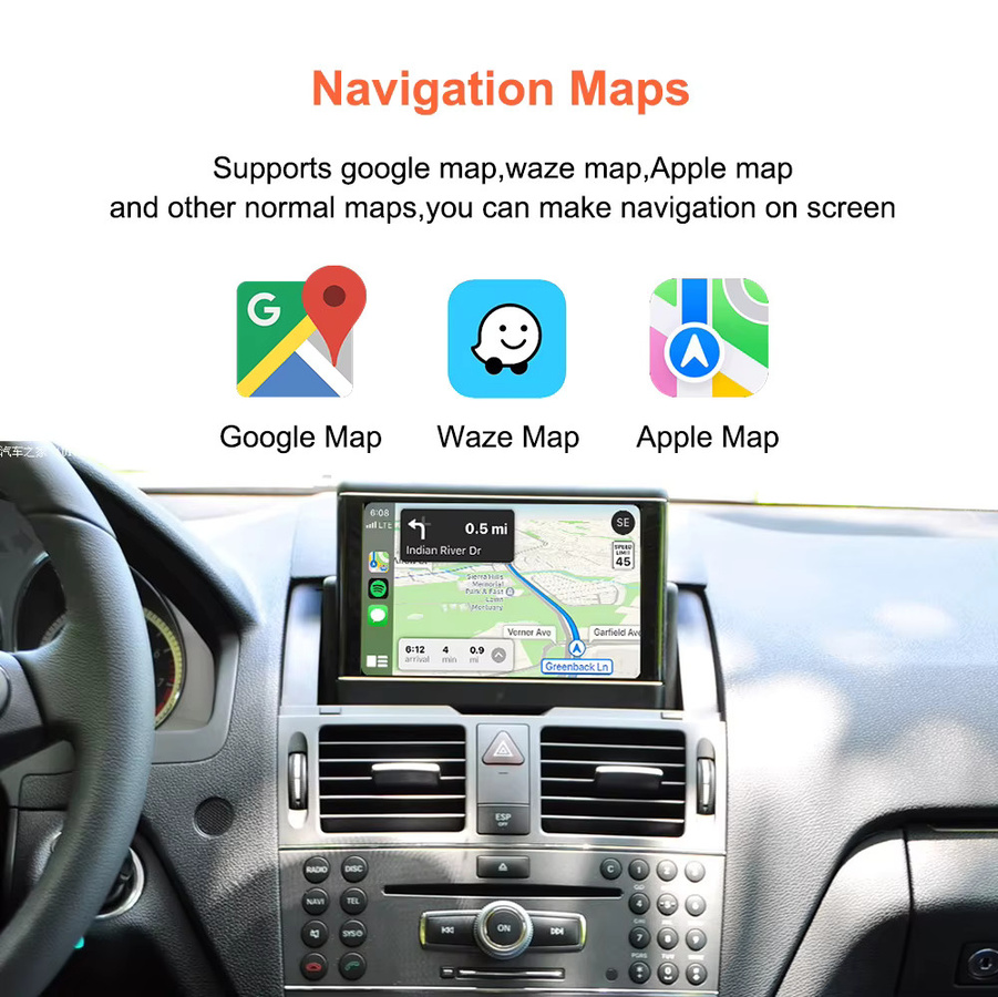 Bonroad Wireless CarPlay und Android Auto Nachrüst-Kit für Mercedes Benz C-Klasse W204, E-Klasse W212 und GLK X204 mit NTG 4.0 Schnittstelle - Bild 4