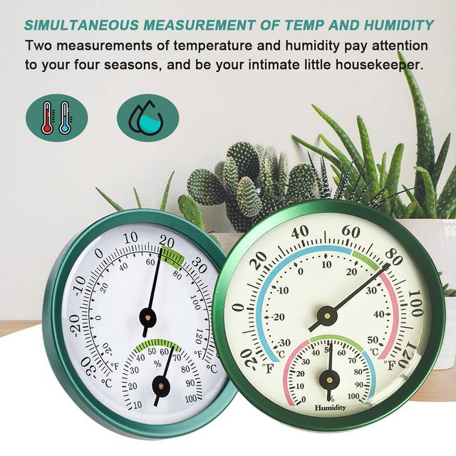 Gaqqee 2-in-1 Mini-Hygrometer und Innenthermometer aus Edelstahl in Silber und Grün - Bild 1