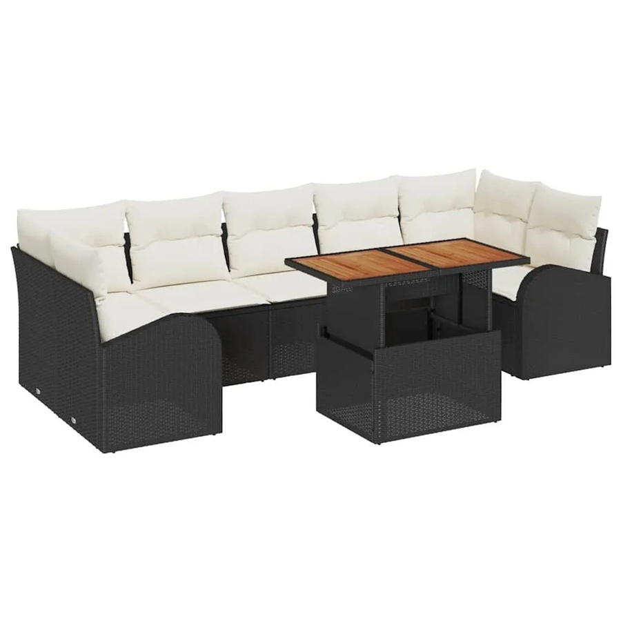 vidaXL Garten-Sofa-Set mit 8 Teilen in Schwarz und Creme inklusive Kissen - Bild 2