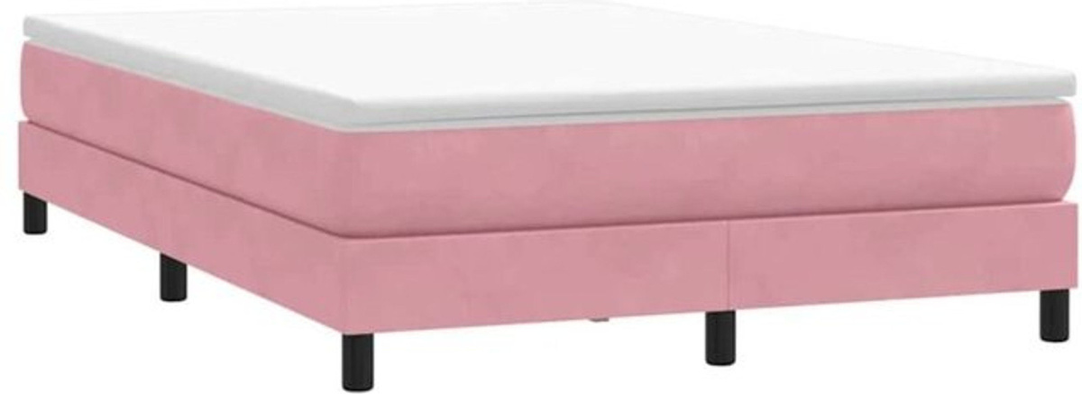 Vidaxl Boxspringbett aus Samt in Rosa ohne Matratze B/T/H: 140 x 210 cm - Bild 1