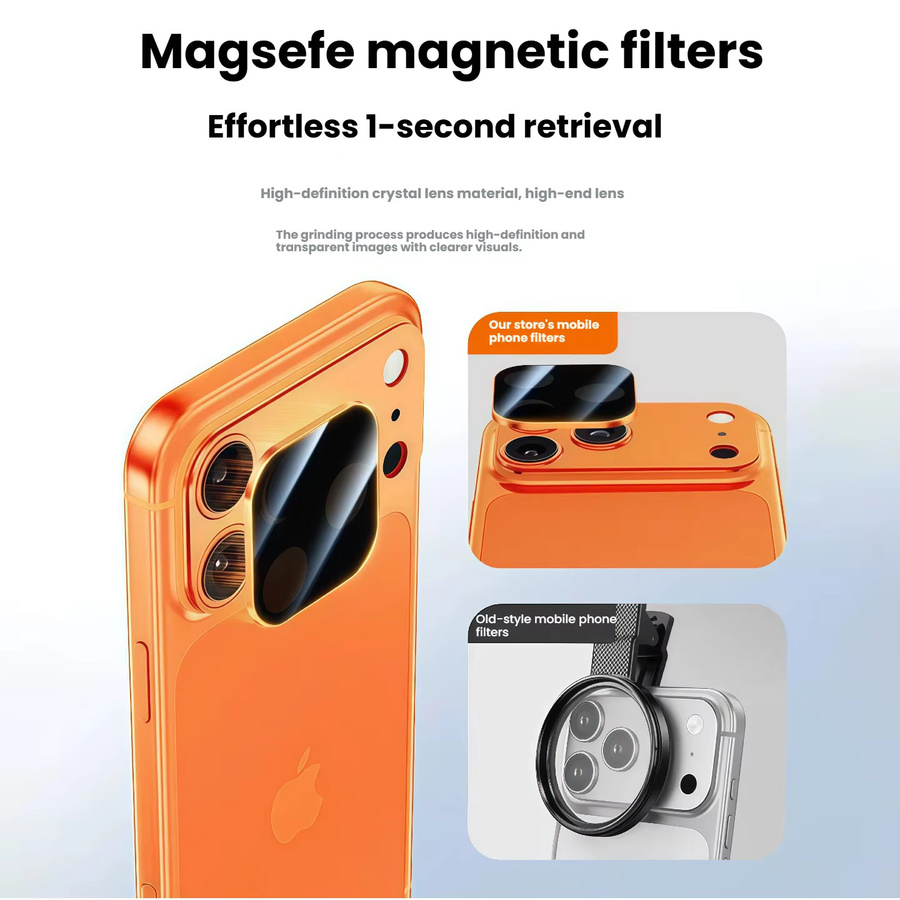 Magnetische All-in-One AR Antireflex-Displayschutzfolie mit Blendschutzfilter für Linse kompatibel mit iPhone 17 Pro und iPhone 17 Pro Max in Orange - Bild 4