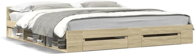 vidaXL Bettgestell mit Schubladen in Sonoma-Eiche, modern, Holzwerkstoff, B/T/H: 200 x 203 x 45 cm - Bild 1