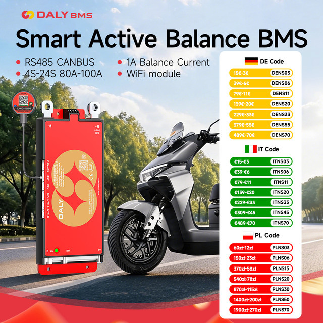 DALY Smart WIFI BMS mit Bluetooth und Active Balancer für LiFePO4 Li-Ion LTO, Farbe: Rot - Bild 1