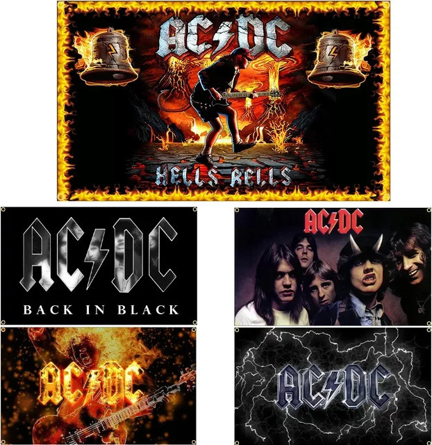 AC/DC Band Flagge aus Polyester in Multicolor, Banner für Musik-Memorabilia, Breite: 150 cm, Höhe: 90 cm - Bild 1