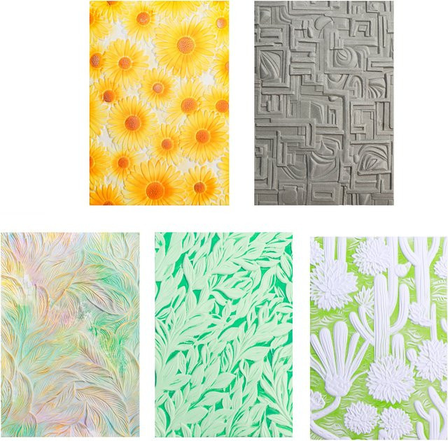 3D Prägeordner mit Kaktus, Blumen und Sukkulenten Muster für DIY Scrapbooking und Karten Gestaltung, Mehrfarbig - Bild 1