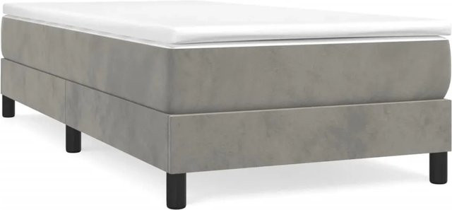 vidaXL Boxspringbett in Hellgrau mit Samtbezug, B/T/H: 90 x 200 x 25 cm - Bild 1