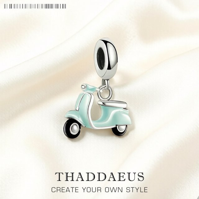 Thaddaeus Anhänger-Charm, Blauer Motorroller, 925 Silber, Unisex - Bild 1