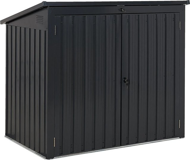 Beliani Gerätehaus Moena mit Holzunterstand und Doppeldoor in Graphitgrau, B/T/H: 96 x 158 x 134 cm - Bild 1