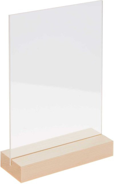 Rico Design Holzaufsteller mit doppelter Acrylscheibe in Natur und Beige, B/H: 10 x 15 cm - Bild 1