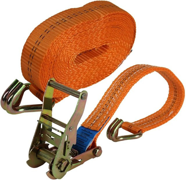 TRUTZHOLM Profi Ratschen Spanngurt 2-teilig in Orange und Schwarz, Länge: 6 m, Tragkraft: 2 t, mit TÜV und GS Zertifizierung - Bild 1
