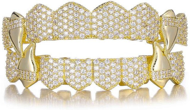 Lucky Star Jewelry Grillz, Messing, Gold, Zirkonia, Unisex - Bild 1