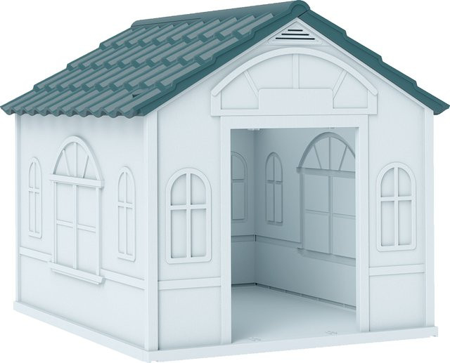 PawHut Hundehütte mit Satteldach in Blau, wetterfestes Hundehaus für mittelgroße Hunde von Aosom, B/T/H: 65 x 75,7 x 63 cm - Bild 1