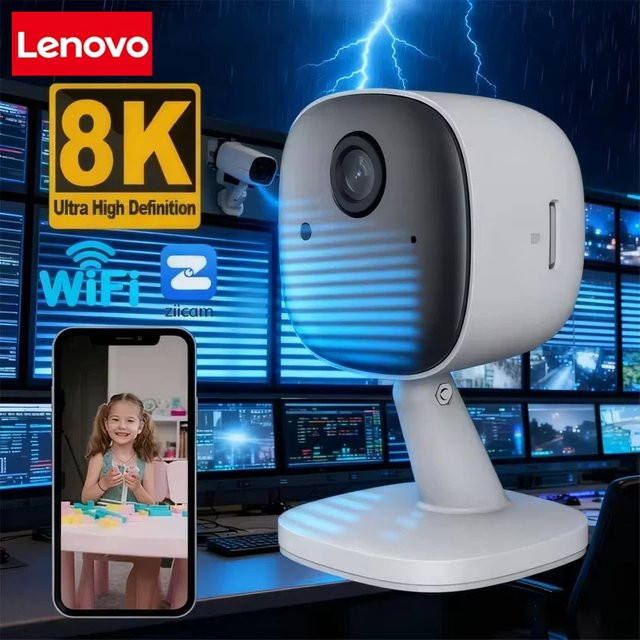 Lenovo 8K Ultra HD Wifi Überwachungskamera in Weiß mit Nachtsicht, Audio und App-Steuerung via Ziicam App - Bild 1