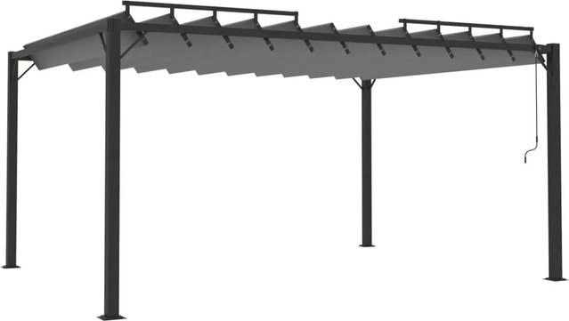 vidaXL Pergola mit verstellbarem Lamellendach aus Aluminium und Stoff in Anthrazit, B: 400 cm, T: 300 cm, H: 225 cm - Bild 1